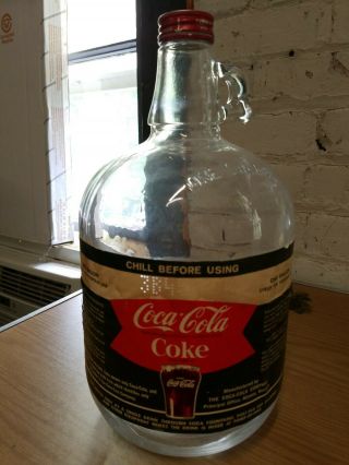 Vintage Drink Coca Cola Coke Syrup Gallon Jug Cap Paper Fish Tail Label