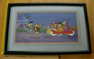 The Flintstones Signed Hanna Barbera Animation Cel Le 69/300 Wbss Framed