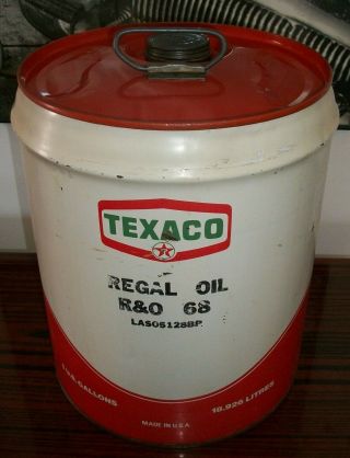 Vintage Texaco 5 Gallon Metal Oil Can.  Regal Oil R&o 68.