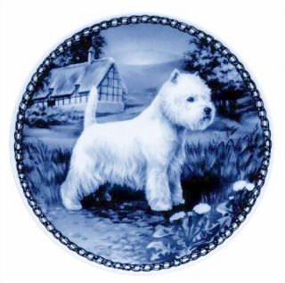 West Highland White Terrier: Danish Blue Porcelain Plate 7190