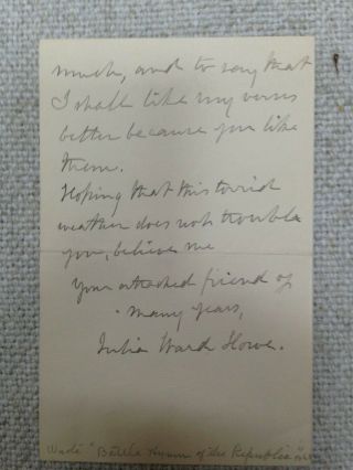 Julia Ward Howe Signed Letter