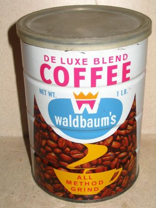 Waldbaums 1 Lb Coffee Tin Can Famous York Area Supermarket Exceedingly Rare