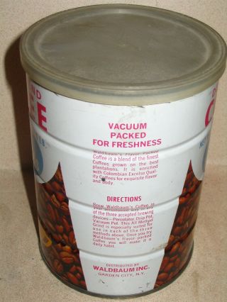Waldbaums 1 Lb Coffee Tin Can Famous York Area Supermarket EXCEEDINGLY RARE 3