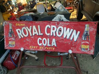 Rc Royal Crown Cola Metal Sign 1940s Sign 54 X18