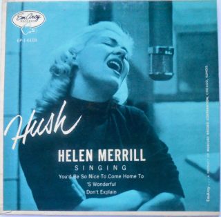 Helen Merrill " Hush " Emarcy 7 " E.  P 1 - 6103 Vocal Jazz Vg/,  Blue Back Cover