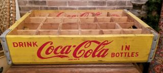Vintage Coca Cola Yellow Wood Crate Case 24 Bottle Chattanooga 1969