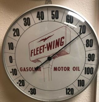 Fleet Wing Gas Oil Thermometer Sign Pam Style 12 Inch Glass