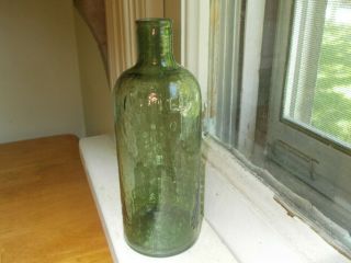 Green Open Pontil Hover Phila Crude Whittled 5 3/4 " Ink Bottle 1850s