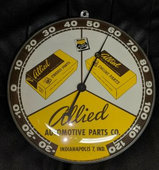 Old Napa Allied Parts Gas Oil Auto Pam Thermometer Sign Glass