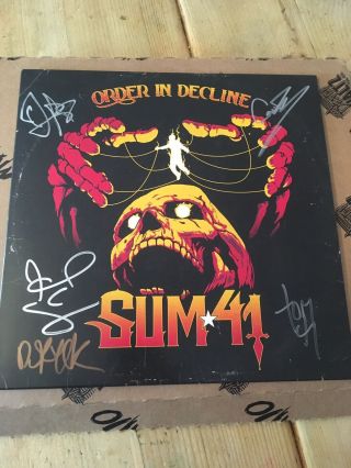 Sum 41 - Order In Decline 12” Yellow Vinyl Lp Signed Autographed -