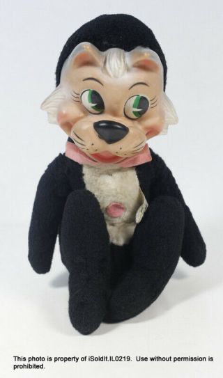 Vintage Plush Doll Knickerbocker Mr Jinx Cat From Huckleberry Hound,  Rubber Face