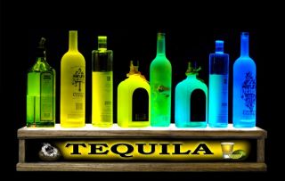 24 " Remote Control Tequila Shot Glass And Liquor Bottle Display W/ Bar Sign