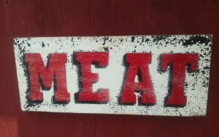 Vintage Wooden Grocery Sign Meat
