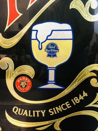 Vintage Pabst Blue Ribbon Beer Advertising Sign Gold Embossed Bar Decor PBR 4