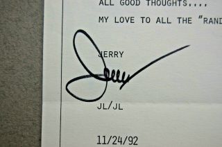 Rare 1992 Signed Personal Letter from JERRY LEWIS to JESS RAND (Agent) 3