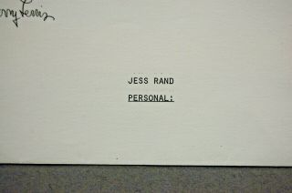 Rare 1992 Signed Personal Letter from JERRY LEWIS to JESS RAND (Agent) 8
