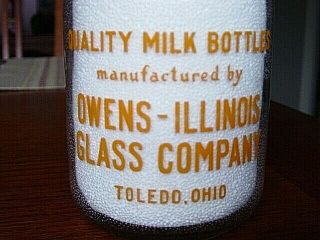 Trpq 1940s Oi Pyroglaze Salesman Sample Toledo Ohio Quart Oh.  Dairy Milk Bottle