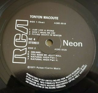 Tonton Macoute Lp Same Uk Rca Neon 1st Press Wonderful Audio