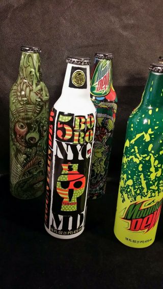Rare Mountain Dew Green Label Art 2007 Limited Edition Set 12 Pop Art Bottles