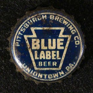 Blue Label Cork Lined Beer Bottle Cap Crown Pittsburgh Uniontown Pennsylvania Pa