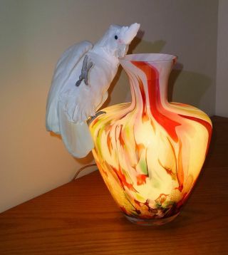 Goffins Cockatoo On Italian Murano Glass Lamp