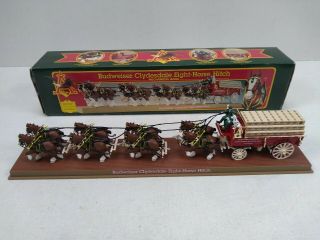 Ertl Budweiser Clydesdale Eight - Horse Hitch Mechanical Bank With Display Case