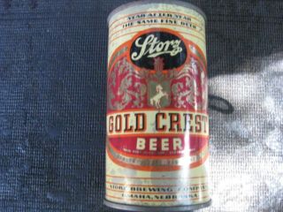 Storz Gold Crest Flat Top Beer Can.  Omaha,  Nebraska.