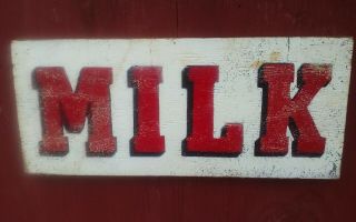 Vintage Wooden Grocery Sign Milk