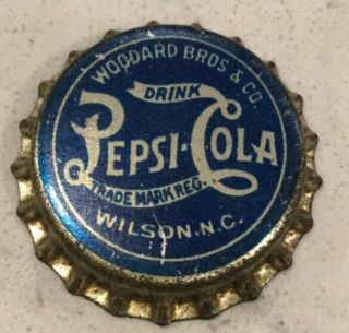 Blue Wilson N.  C.  Woodard Bros Pepsi Cola Soda Bottle Cap Cork