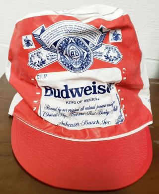 Vtg Rare Budweiser Beer Oversize Painters Hat Paint Cap Anheuser - Busch