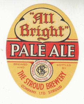 British Beer Label.  Stroud Brewery Pale Ale