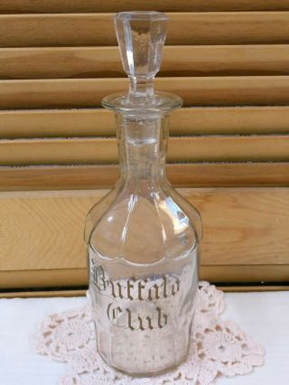 Vintage Buffalo Club Advertising Glass Whiskey Decanter Bottle