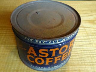Vintage Astor Coffee Always Good Taste Tin One Pound Can Key Wind York A