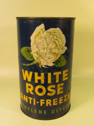 Rare Vintage White Rose Enarco Motor Oil Antifreeze Tin Can 1 Quart Canadian