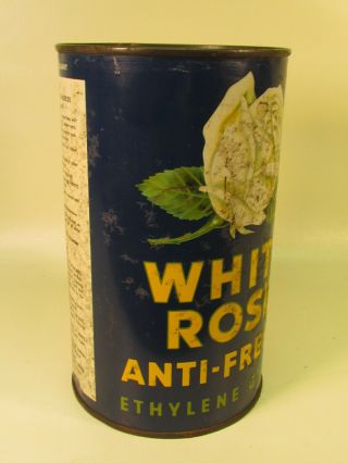 Rare Vintage White Rose Enarco Motor Oil Antifreeze Tin Can 1 Quart Canadian 5