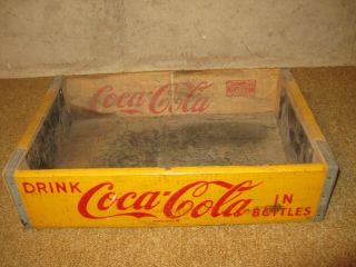 Vintage 1956 Wooden Yellow Coca - Cola Coke Soda Pop Bottle Carrier;chattanooga