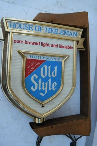 Old Style Beer Sign Lighted Motion Spinning House Of Heileman Pub Light Rotating