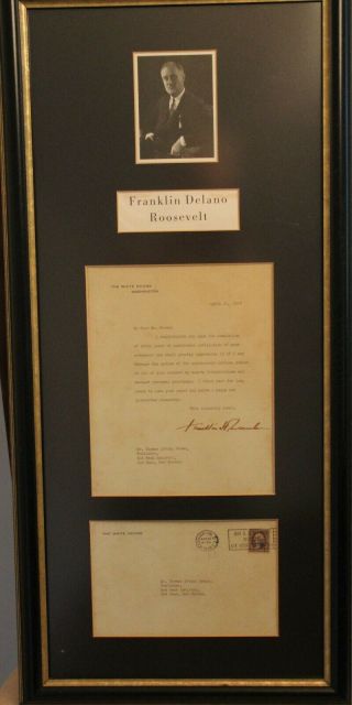 Franklin D Roosevelt Jsa/coa Signature,  Signed Presidential Letter And Envelope