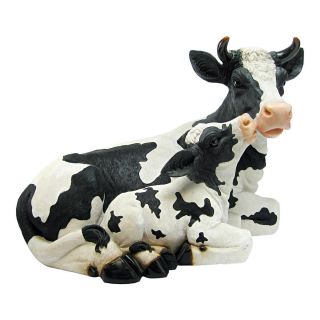 Design Toscano 12 " Mother Cow And Calf Indoor Or Outdoor Hand Painted Statue