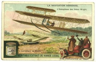 Liebig Meat Extract Navigation Wright Brothers Plane Aviation Series French Card