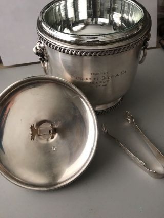 Vintage Sheffield Silver Co.  Ice Bucket From The Officers Of Section C4 USNPGS 2