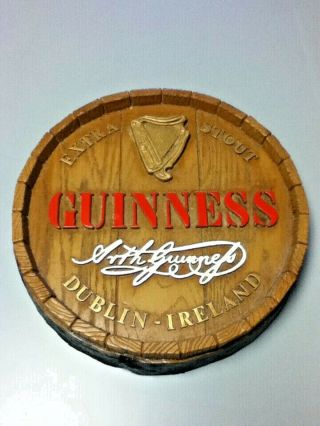 Guinness Stout Beer Sign Keg Topper Wall Display Barrel Vintage Dublin Ireland