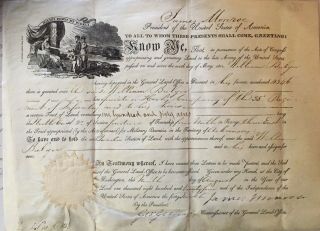 James Monroe - Land Grant Signed 08/09/1824 Co - Signed By: George Graham Psa/dna