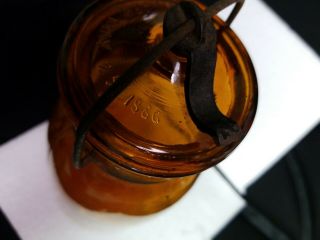 Antique Globe Amber Glass Fruit/Canning Jars Quart 51 3