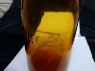 Antique Globe Amber Glass Fruit/Canning Jars Quart 51 7