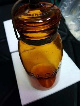 Antique Globe Amber Glass Fruit/Canning Jars Quart 51 8