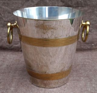 Vintage French Gilt Chrome Plate Champagne Wine Ice Bucket Ring