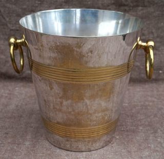 Vintage French Gilt Chrome Plate Champagne Wine Ice Bucket Ring 2