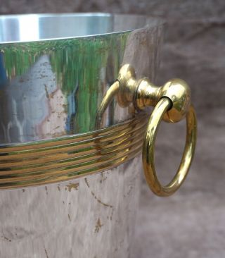 Vintage French Gilt Chrome Plate Champagne Wine Ice Bucket Ring 3