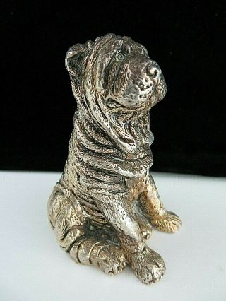 925 Sterling Silver Shar - Pei Dog Figurine 89 Grams /